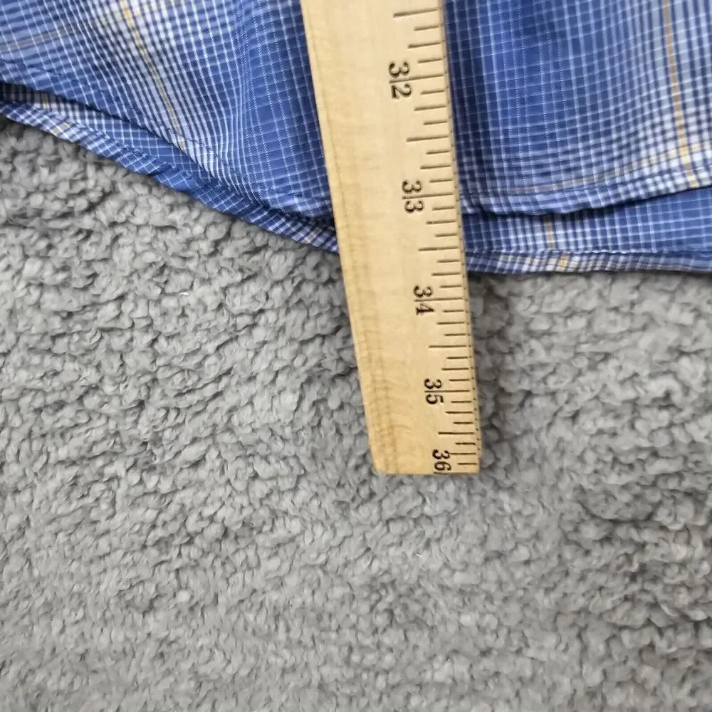 Duluth Trading Co Men's Blue Plaid Long Sleeve Button Up Roll Tab Size L Tall - Picture 8 of 10